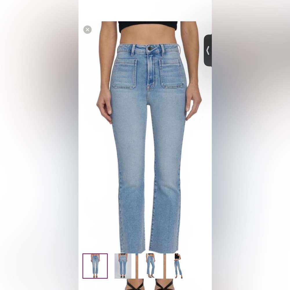 HIDDEN Los Angeles high waist crop flare patch pocket jeans size 29.